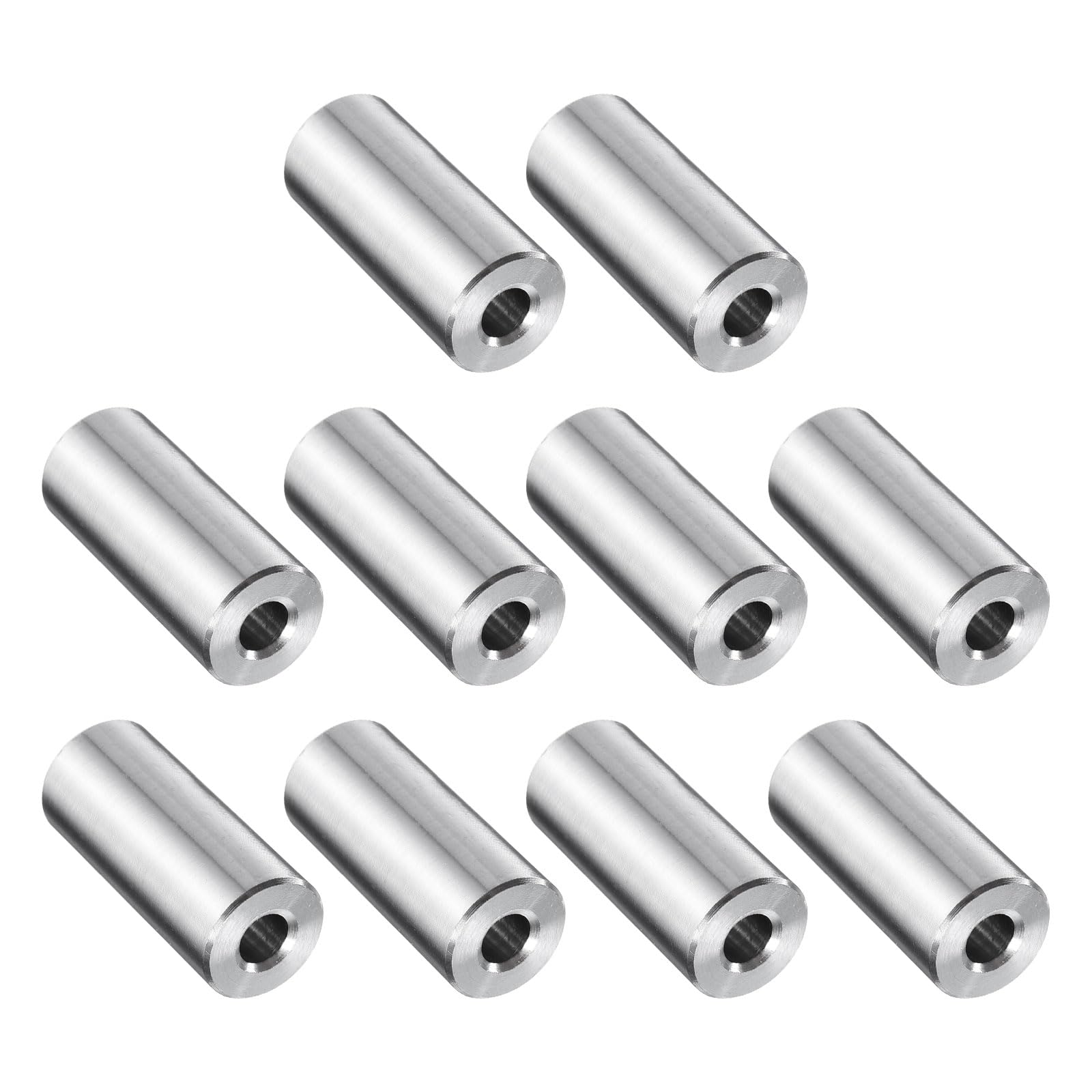 uxcell 10 Pcs Stainless Steel Spacer 1/4" Bore x 5/8" OD x 1-3/16" Length Screw Bushing Plain Finish Round Metal Spacer for 1/4" Screws Bolts and Rods