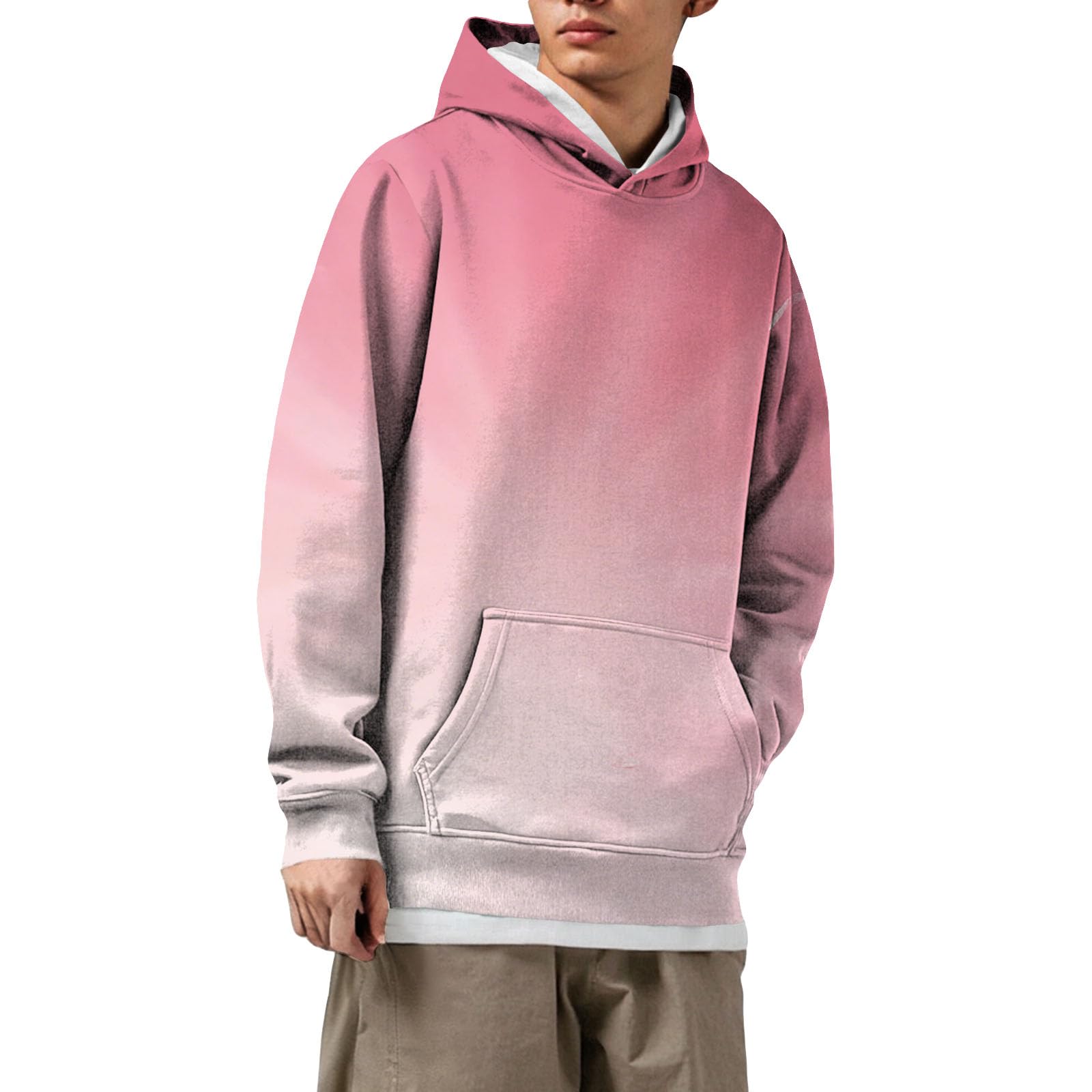 Sudaderas De Hombre Sudadera con Capucha Tela, Informal, Moderna Y Estampado Completo para Blancas (Pink, M) Mangas El Sol Disfraz Vigilante La Playa Camisa Manga Larga Jersey Corta Ropa