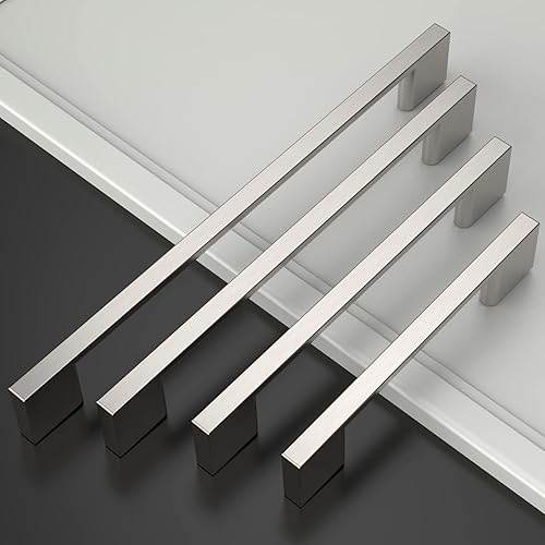 Miniatura 3 de Amerdeco ZH0060 - Paquete de 10 tiradores de gabinete de níquel satinado cepillado de 6.25 pulgadas (6.299 in) con agujeros centrales, manijas de