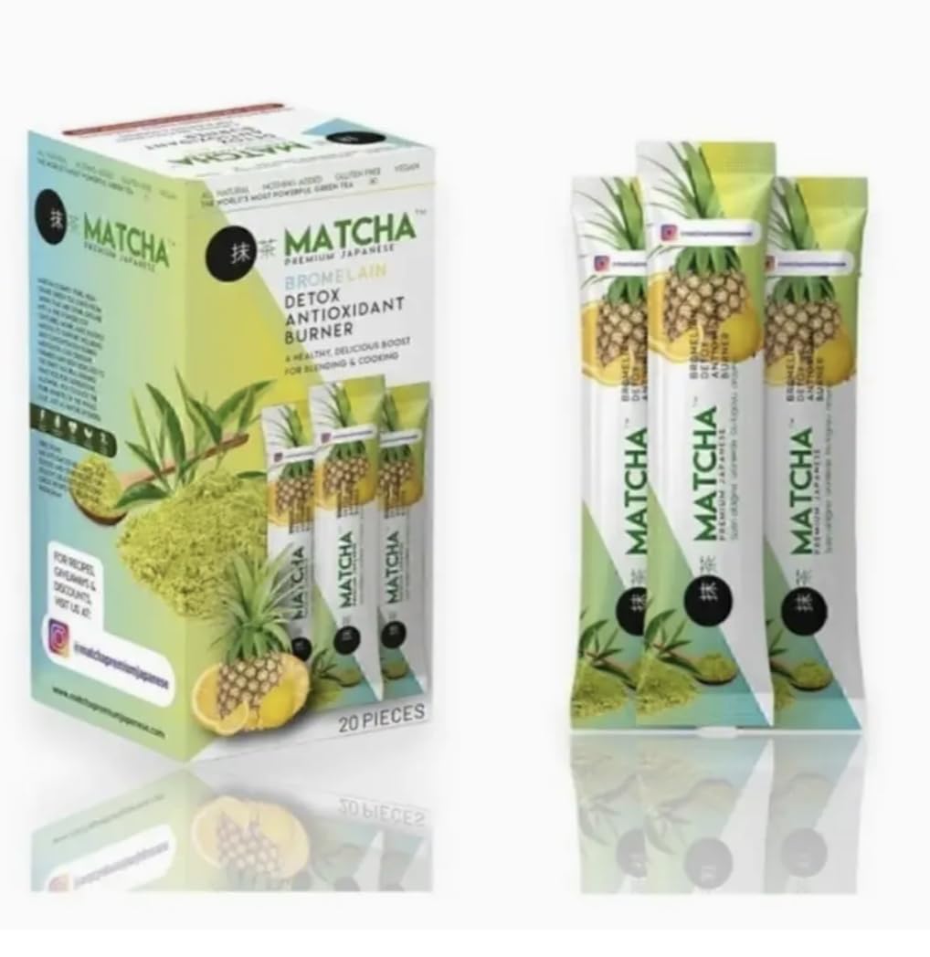 Skinkura Herbata Detox Premium Matcha – aromat bromelainy i cytryny, zielona herbata odchudzająca, 20 torebek, naturalny detoksyk i przeciwutleniacze