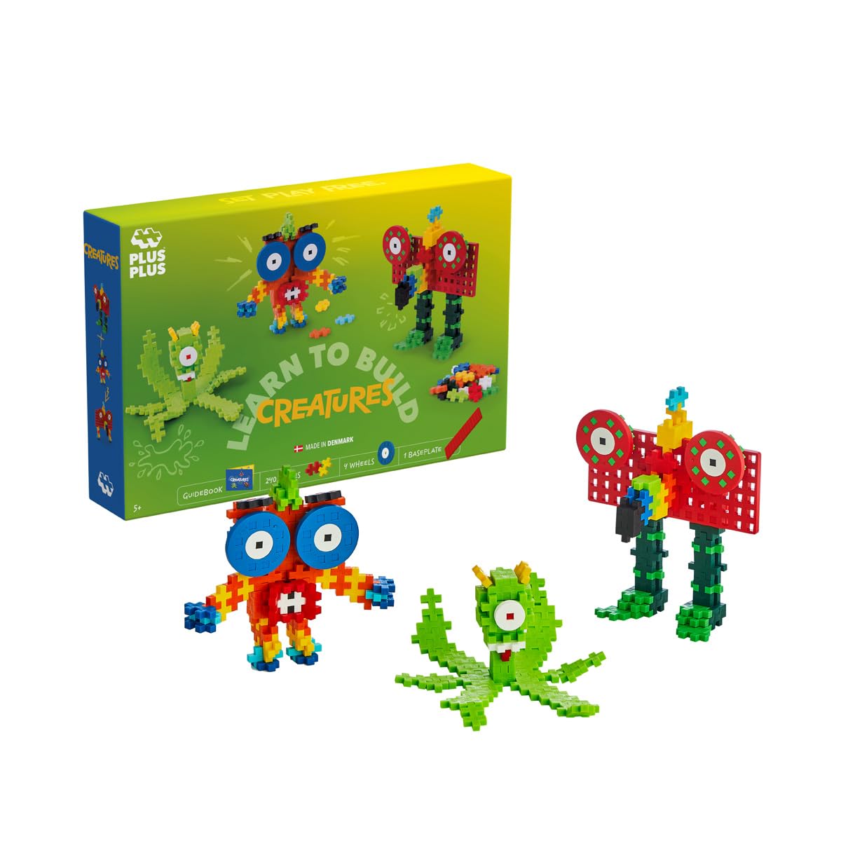 Plus-Plus 9603907 Ingenious Construction Toy, Learn to Build, Aliens & Monsters, Creative Building Blocks, 245 Pieces, Multicoloured, Mini, PP3907