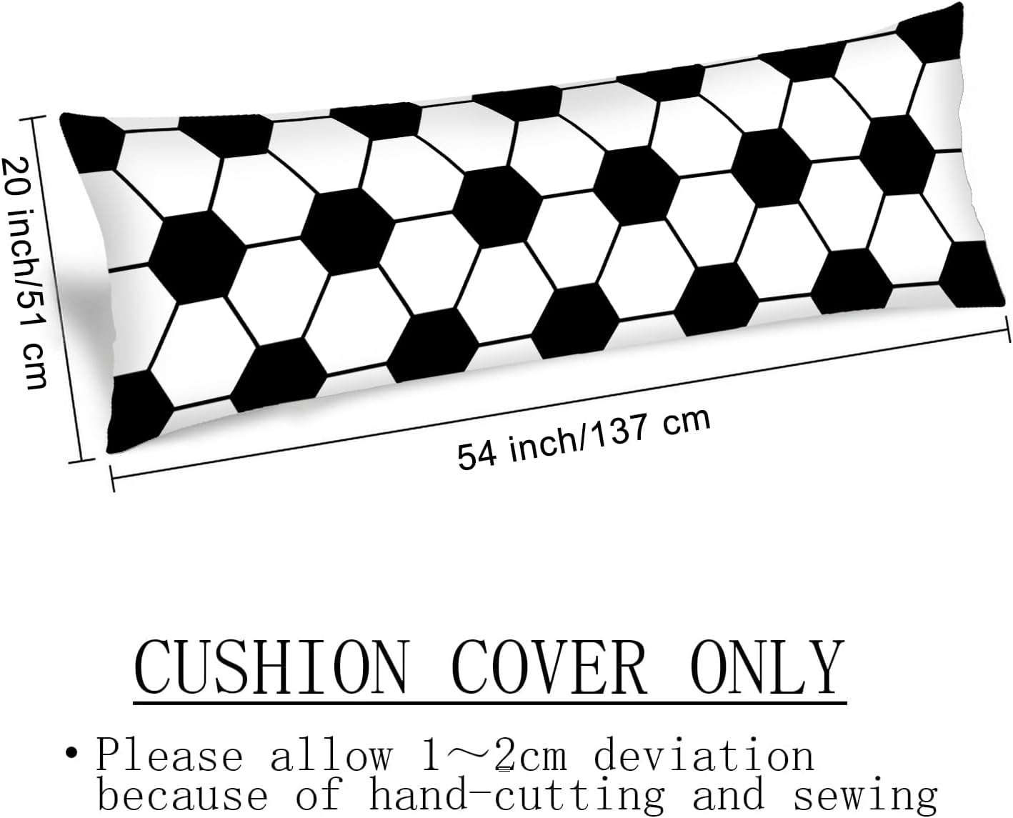 Soccer Theme Body Pillow Cover 20"x54" Pillow Case Sports Soccer Ball Black and White Long Pillow Cases Protector with Zipper Decorative Bedding Pillowcase Rectangle Soft Cushion Covers for Bed,Sofa
