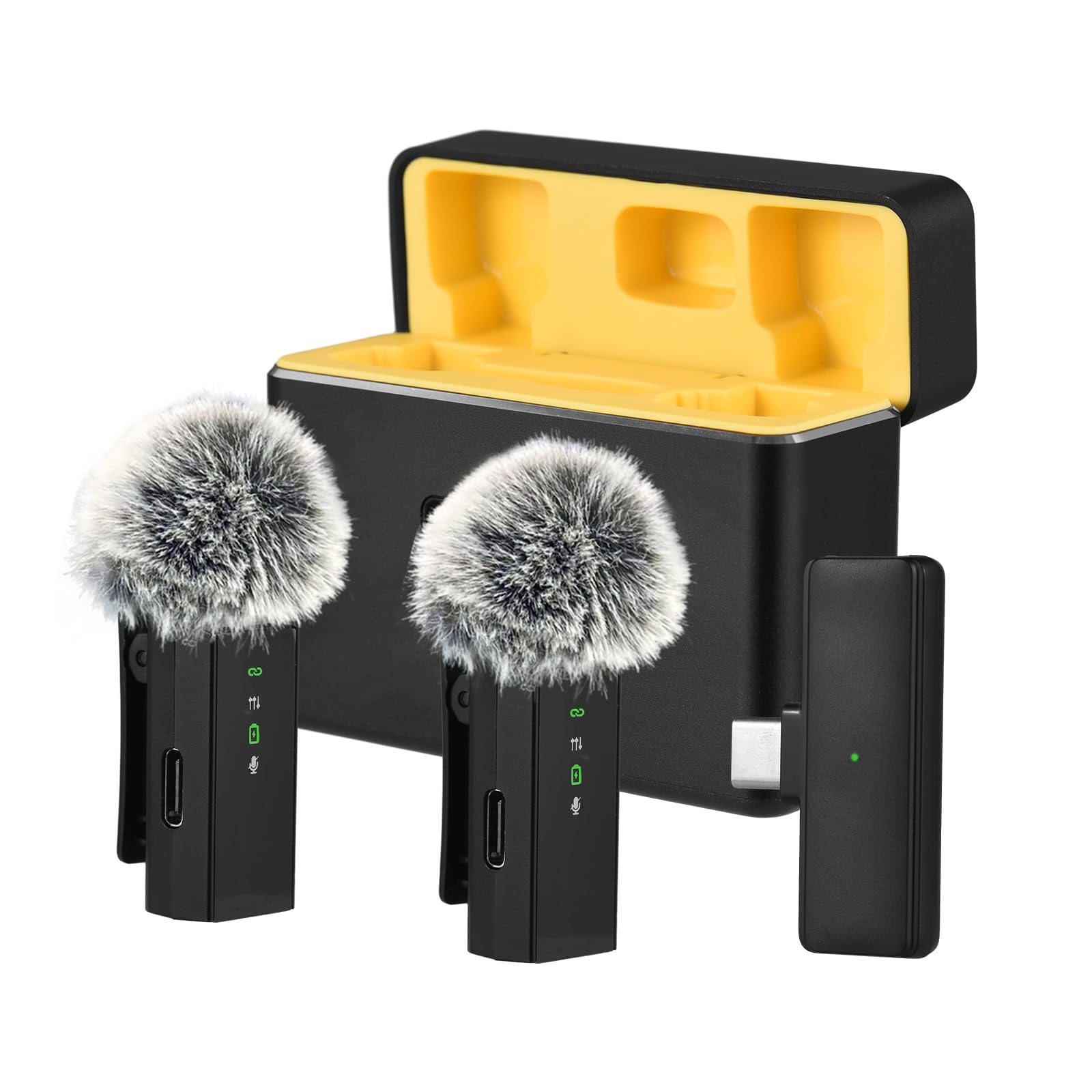 Mini Microphone, Microphone Professional Lapel Microphone Clip on Mics Dual Digital Noise Reduction No Delay Plug and Play Two Microphone for Mobile Phone Live Broadcast Outdoor Recording