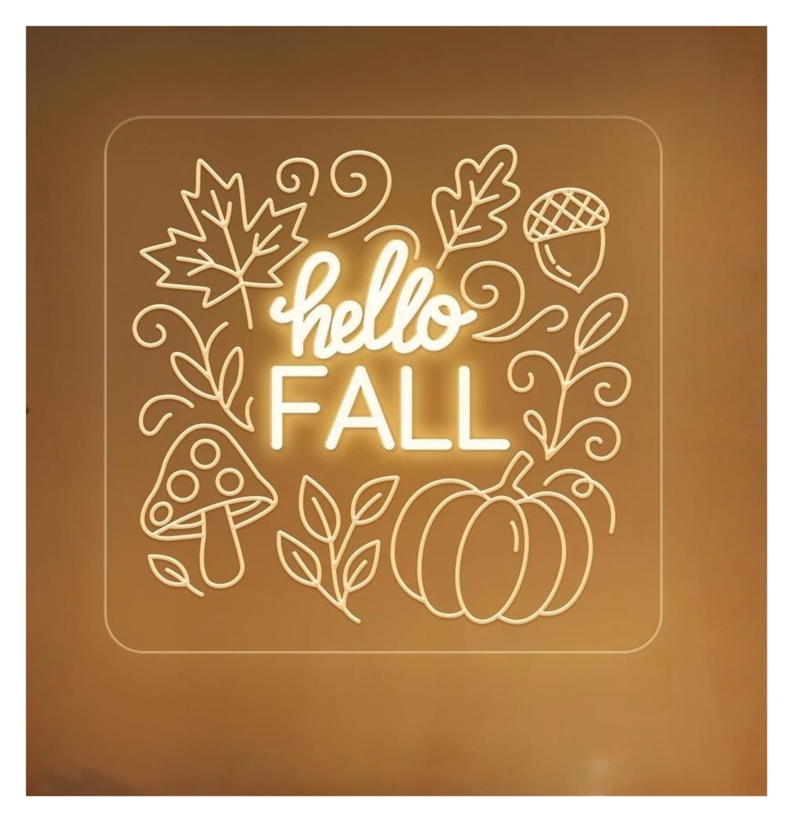 Shouxi B Sign Lamp Hello Fall Neon Sign Led Light Home Edroom Decor Autumn Party Wall For Gameroom Ar Livingroom Irthday 50X50cm