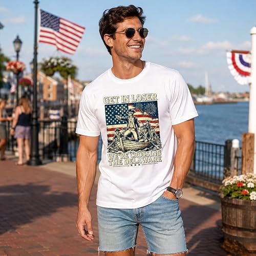 Get in Loser We’re Crossing The Delaware Shirt Vintage Patriotic 4th of July Unisex Tee