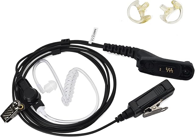 UAYESOK Surveillance Covert Air Acoustic Tube Earpiece Headset with PTT Mic and Earmold for Motorola Multi Pin DP3400 DP3401 DP3600 DP3601 DP4400 DP4600 DP4800 DP4801 XIRP8200 Two Way Radio (Black)