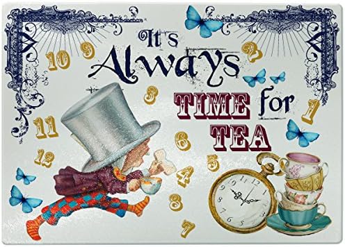 Alice in Wonderland Chopping Board Glass Worktop Saver Cutting Kitchen Surface Protector - 30 x 40cm Birthday Gift CAW04