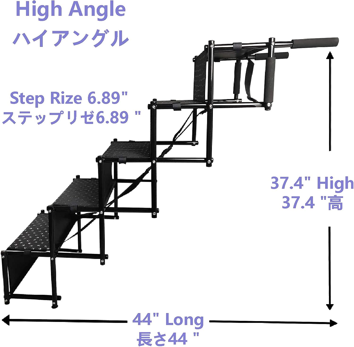 5 Steps Upgraded Folding Pet Stairs Ramp Steps for Medium and Large Dog Lightweight Portable Dog Ramp with Waterproof Surface Great for Cars Trucks Suvs Black (Black)