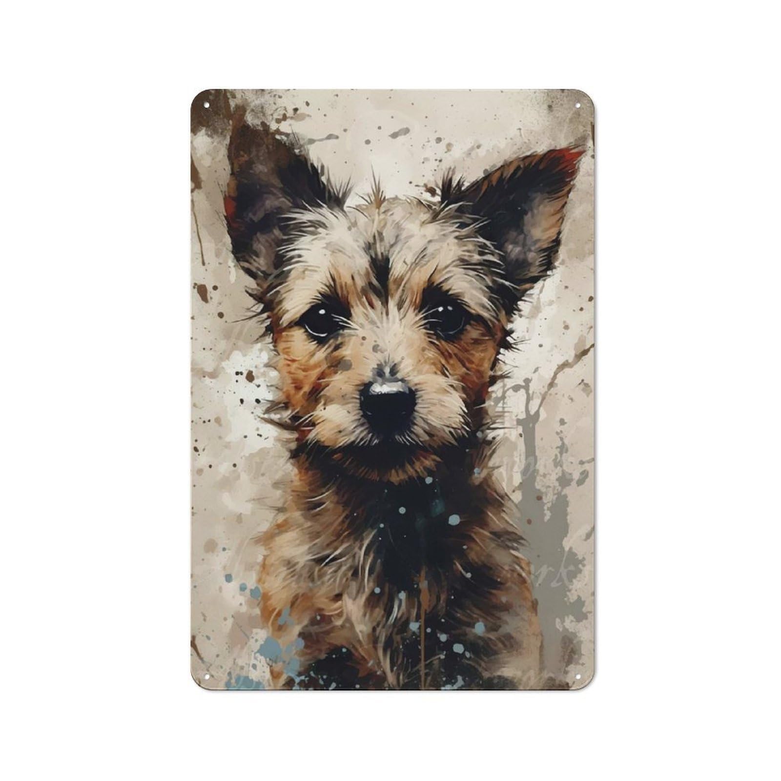 Junmoney Cute Little Dog Metal Wall Decor Sign For City Themed Room, Study Or Gallery Wall, Gift For Travel Lovers And City Fans, 30X20cm