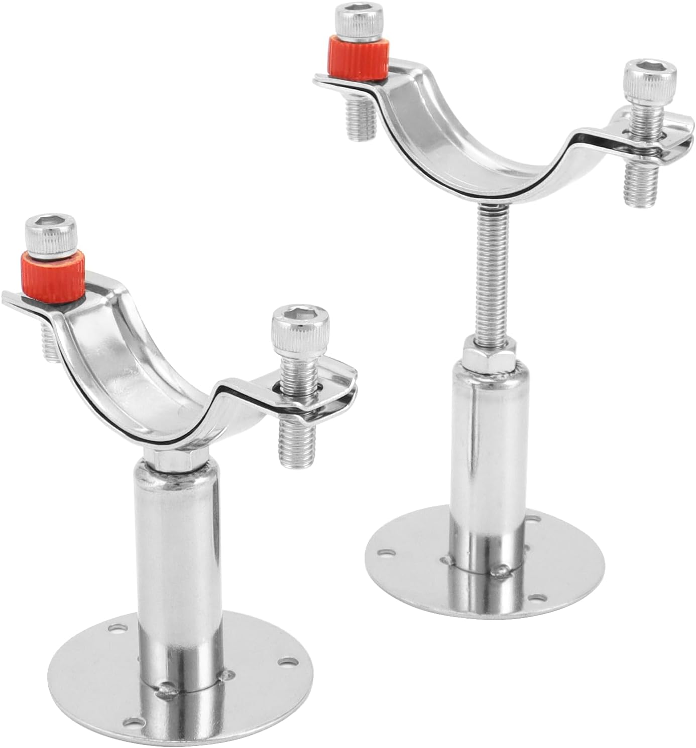 QWORK Adjustable 2" OD Pipe Wall & Ceiling Mount Support – Stainless Bracket Clamp for Rods, Tubes & Display Pipes