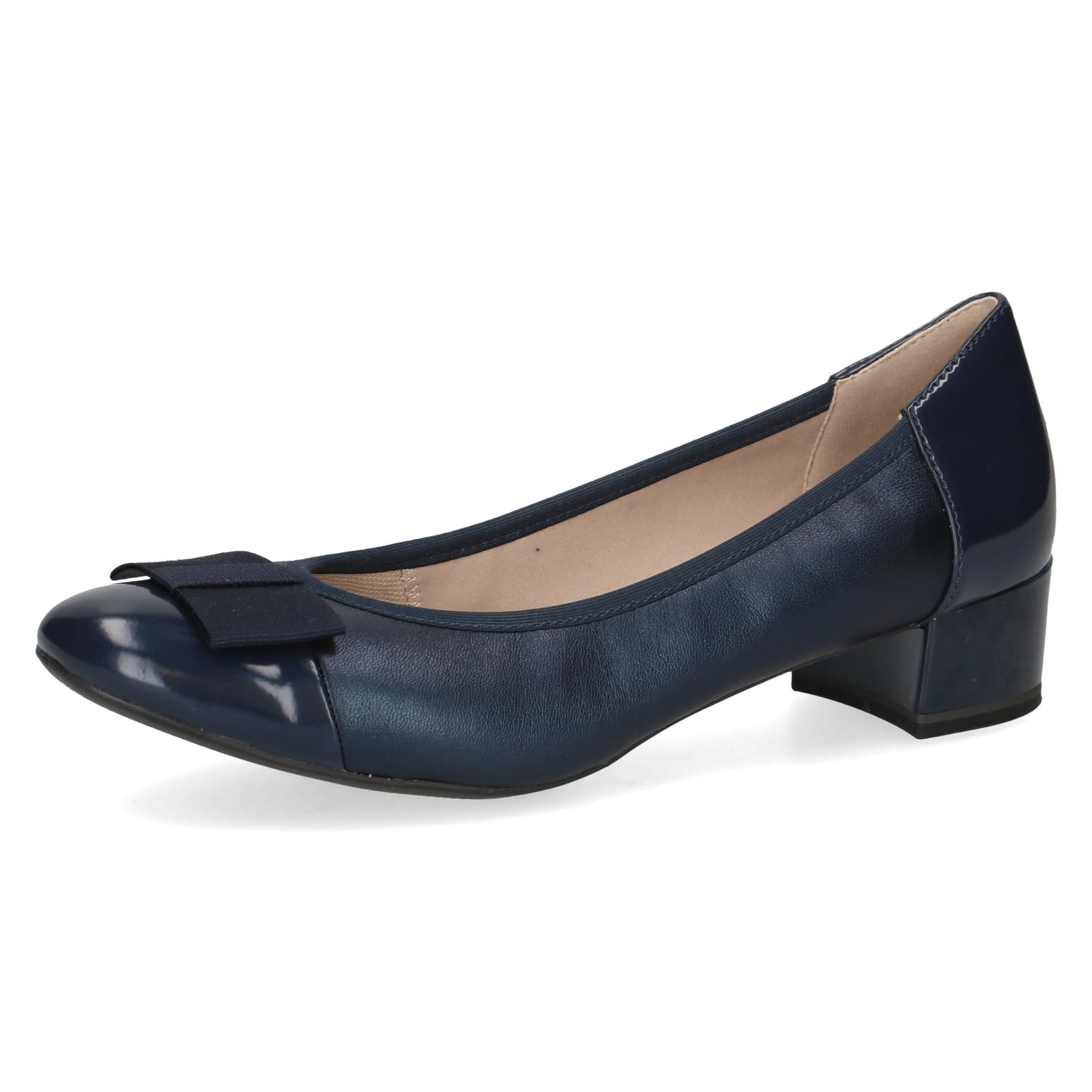 CAPRICE Women's Patent Pumps with Block Heel, Blue (Navy Comb), 3.5 UK