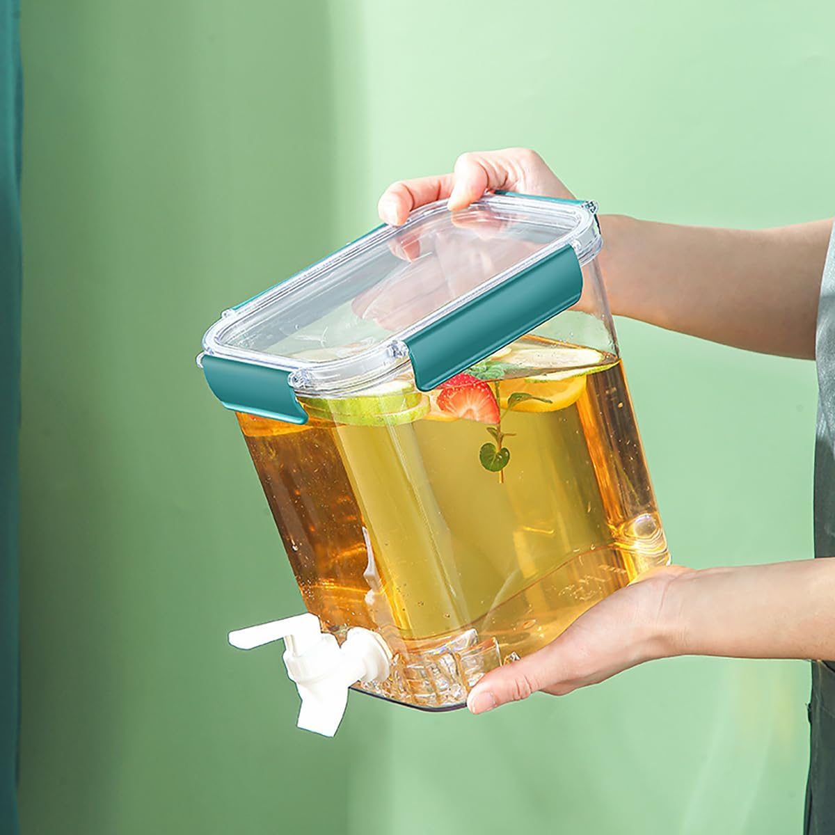 Elsjoy 2 Pack 0.9 Gallon (3.5 L) Plastic Drink Dispenser with Spigot, Fridge Beverage Dispenser Cold Drink Container for Iced Tea, Lemonade, Party, 𝟖" 𝐱 𝟓.𝟓" 𝐱 𝟕.𝟖" - Image 9