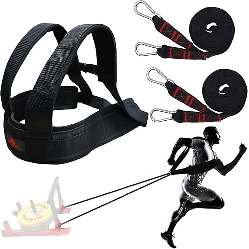 2 Pcs 9.8FT Sled Harness Pulling Straps, Sled Tire Harness Attachment for Football Running Sprinting Resistance Speed Agility Training
