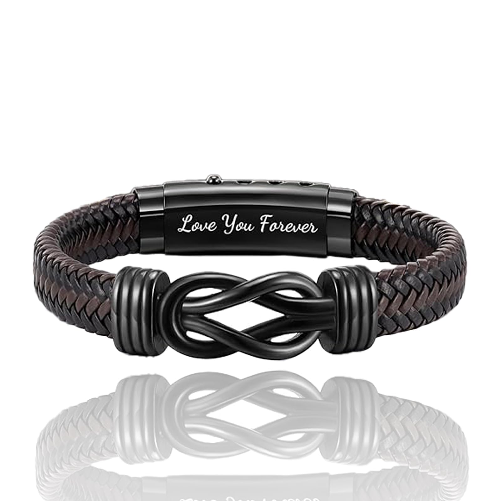 Son Gifts Engraved Braided Leather Bracelet, Jewellery Presents for Boys Christmas Graduation Back to School Gift Stocking Fillers Perfect Birthday Christmas Graduation Valentines Gifts for Him