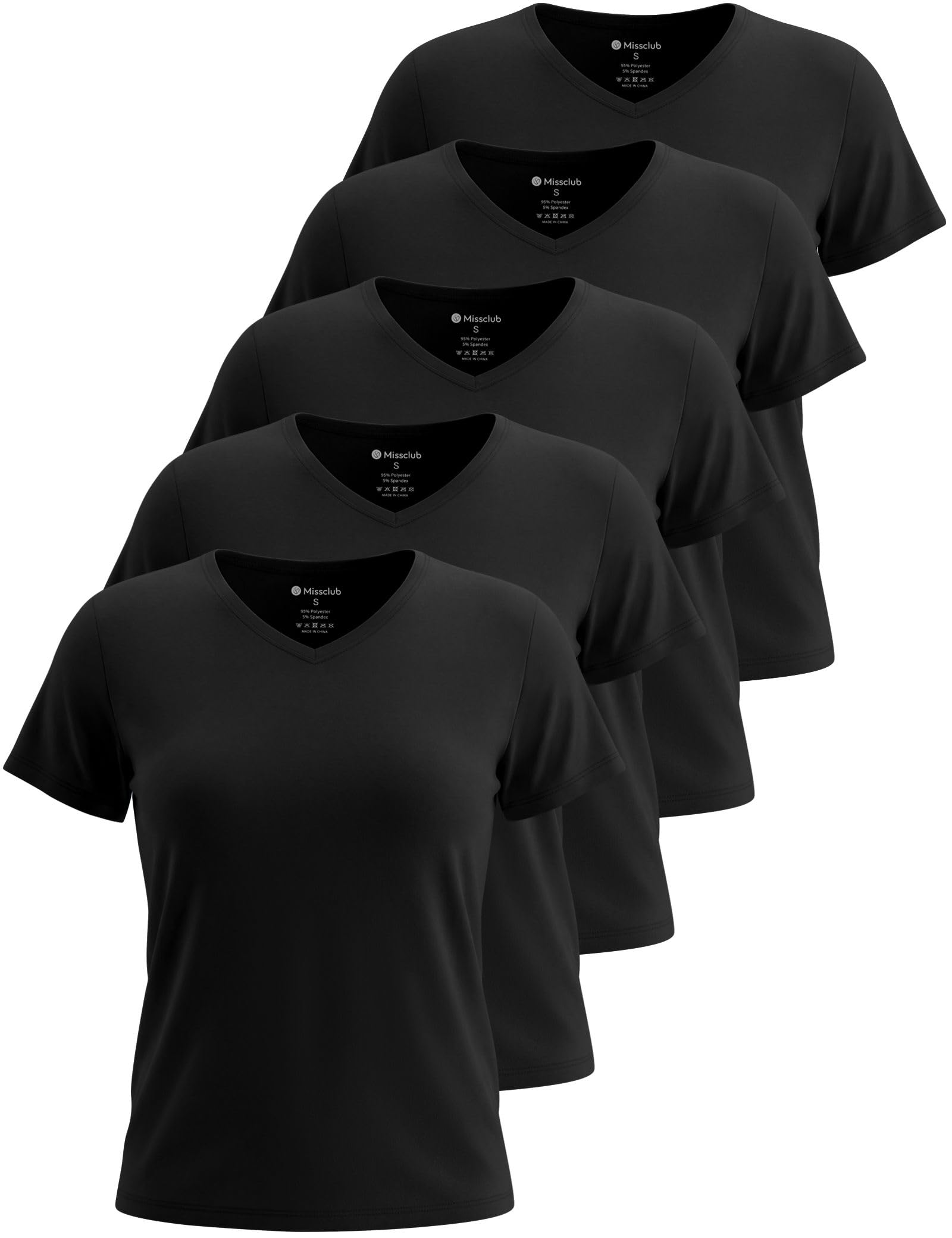 Workout Tops for Women 5 Pack UPF 50+ Quick Dry Short Sleeve V Neck Womens Athletic Tees Yoga T Shirts — view 9