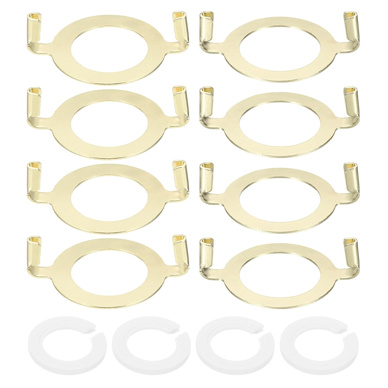 YOKIVE E27 E26 Lamp Harp Saddle Base, 4 Set 1.7"/1.4" (42mm/36mm) Lamp Harp Holder Base Lamp Harp Adapter with Non-Slip UNO Collar Ring Adapter for Threaded Base, Gold