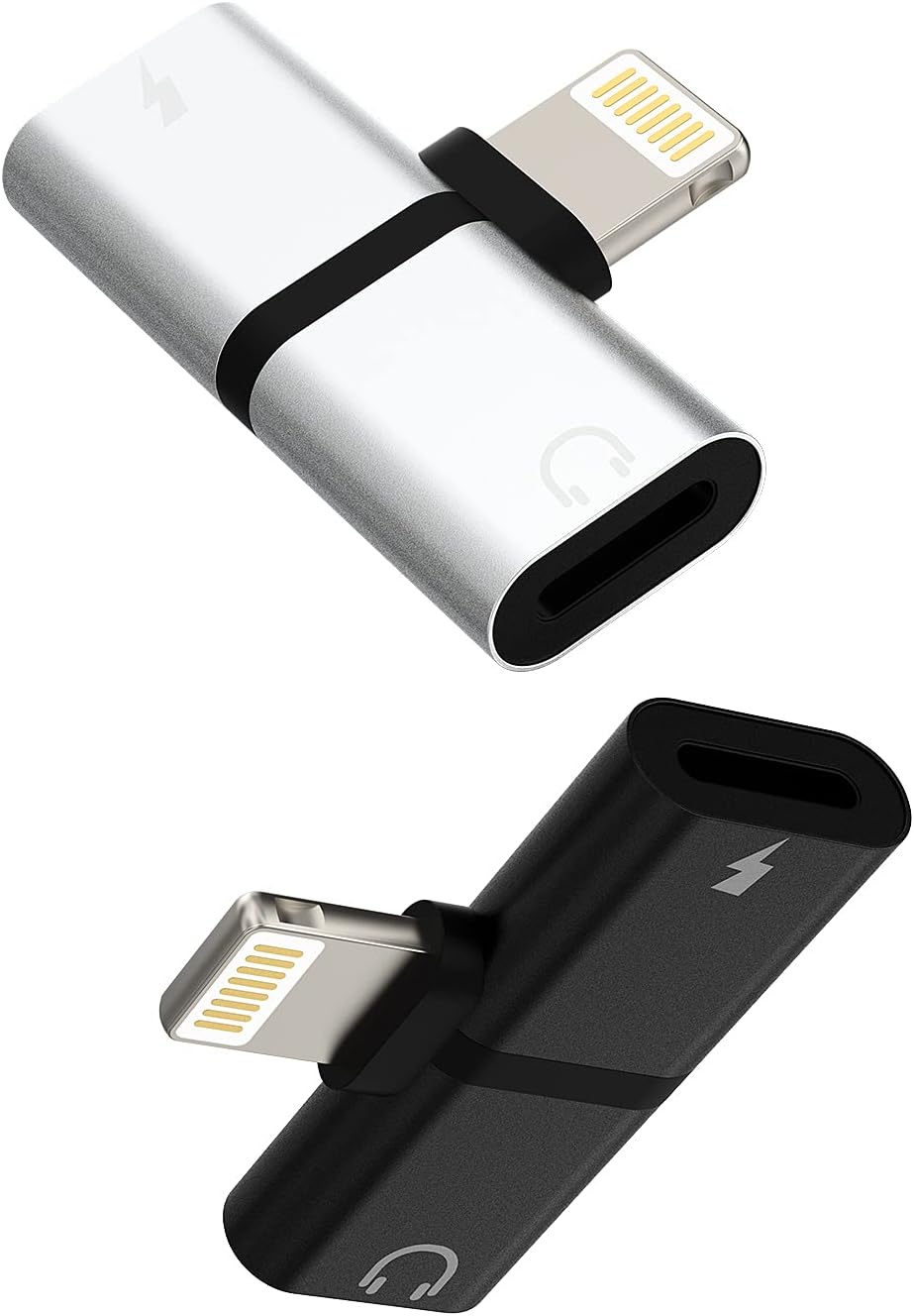 2pack,Headphone Adapter Compatible for Lightning Double to Audio Jack and Charger Earphone Charging Splitter Compatible with iPhone 11 12Mini pro max xs xr x 7 8plus for ipad air Connector
