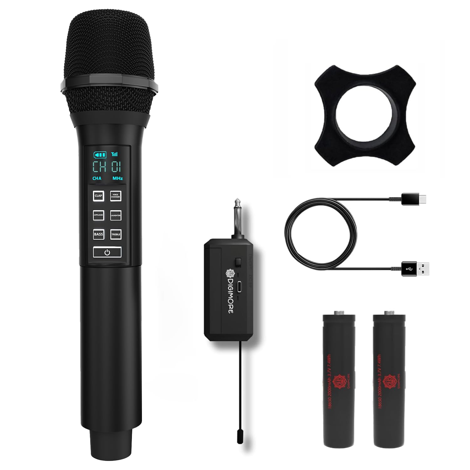 DIGIMORE UHF Wireless Microphone System with AI Voice Changer | Built-in Echo, Bass & Sound Effects | 150ft Range | Perfect for Parties, Singing & Classrooms (D-346) : Amazon.in: Musical Instruments