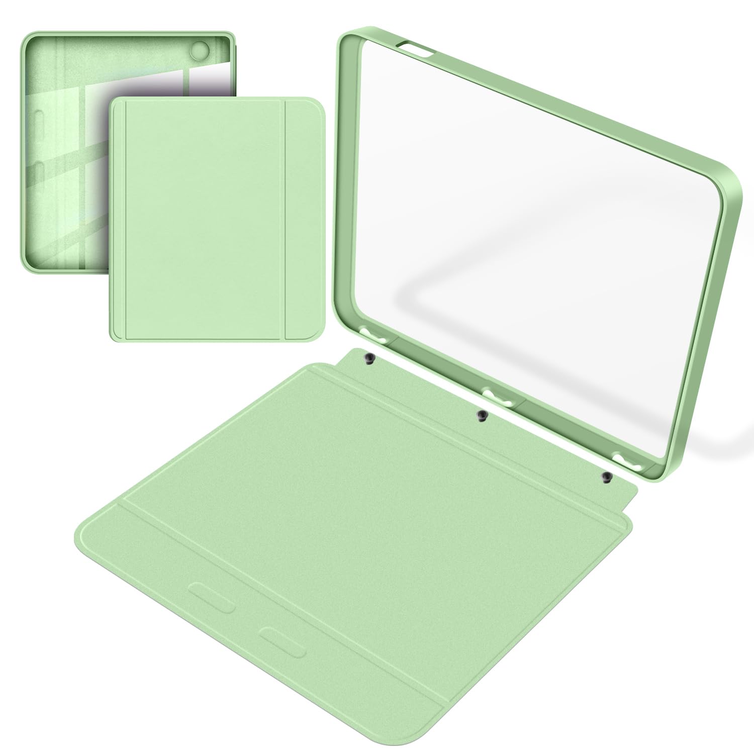 Split Folio Detachable Protective Case for 7" Kobo Libra Colour 2024 Released, Ultra Clear Transparent Back Cover Light Shell, Auto Sleep and Wake, Dark Green — view 15