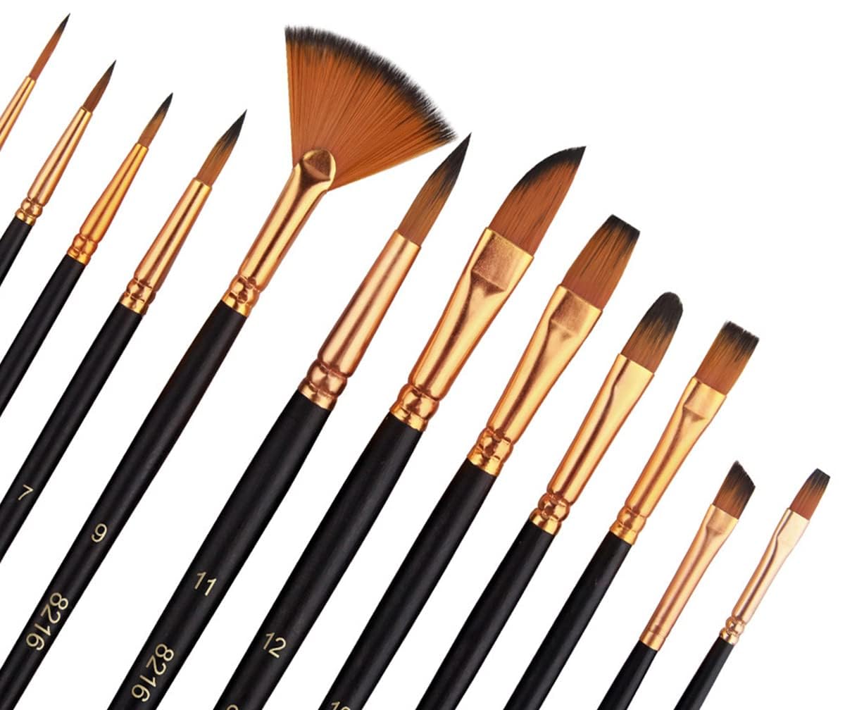 ECVV Artist Paint Brush Set of 12pcs, Professional Painting Brushes Kit for Body Art, Face, Nail Art, Beginners Experts Paint Brushes, for Kids Adults
