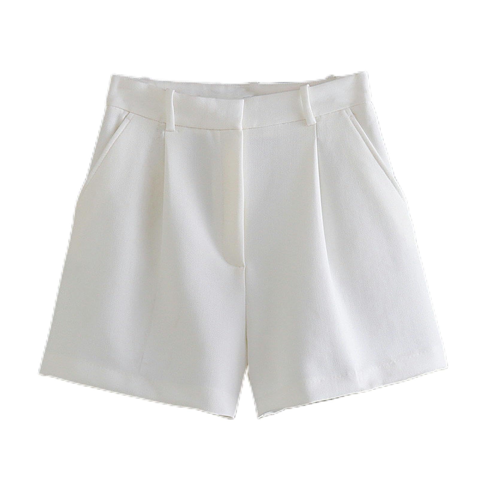 Short de costume blanc taille haute décontracté pour femme XS