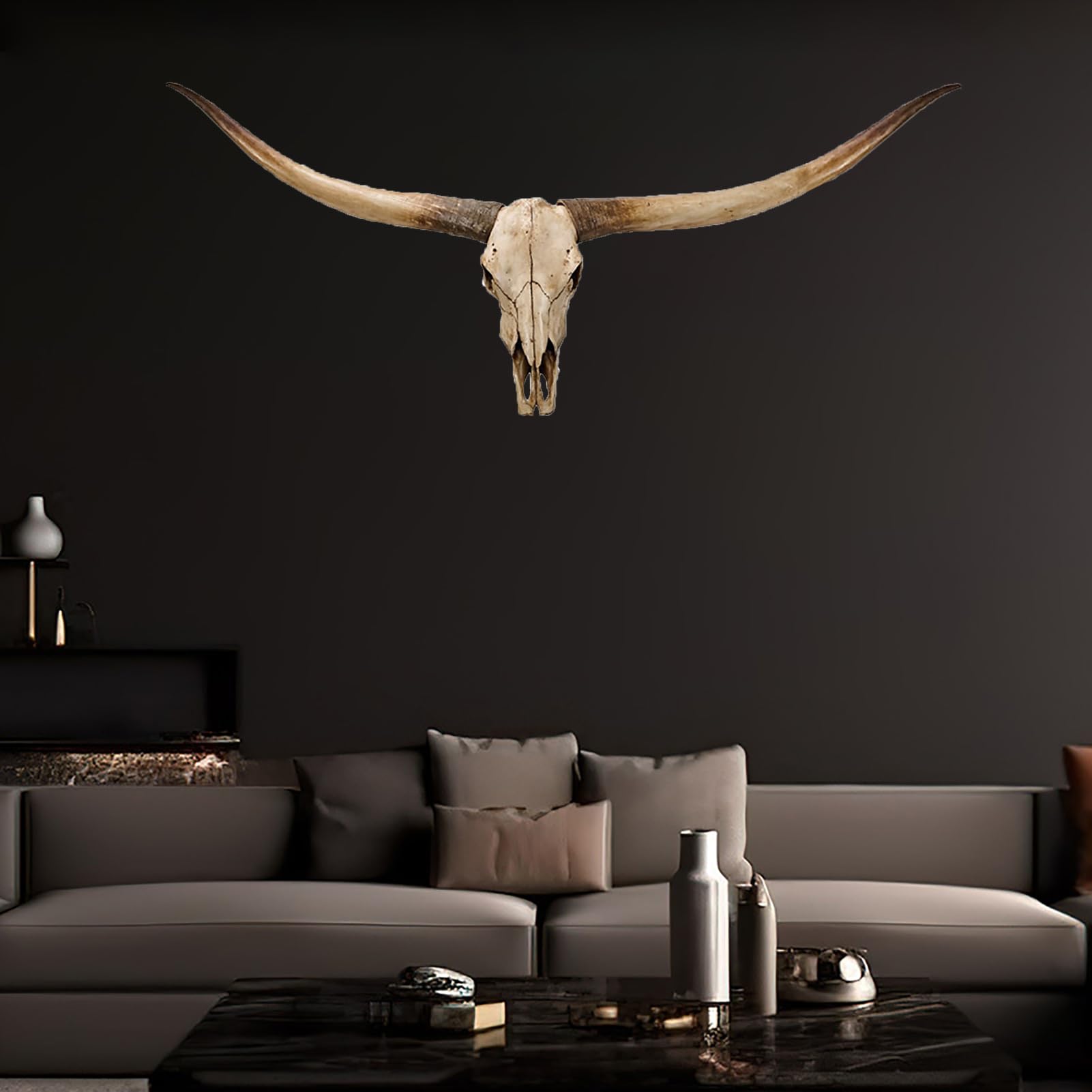 178cm Décoration Murale Longhorn,Résine Faux Cornes de Taureau Taxidermie