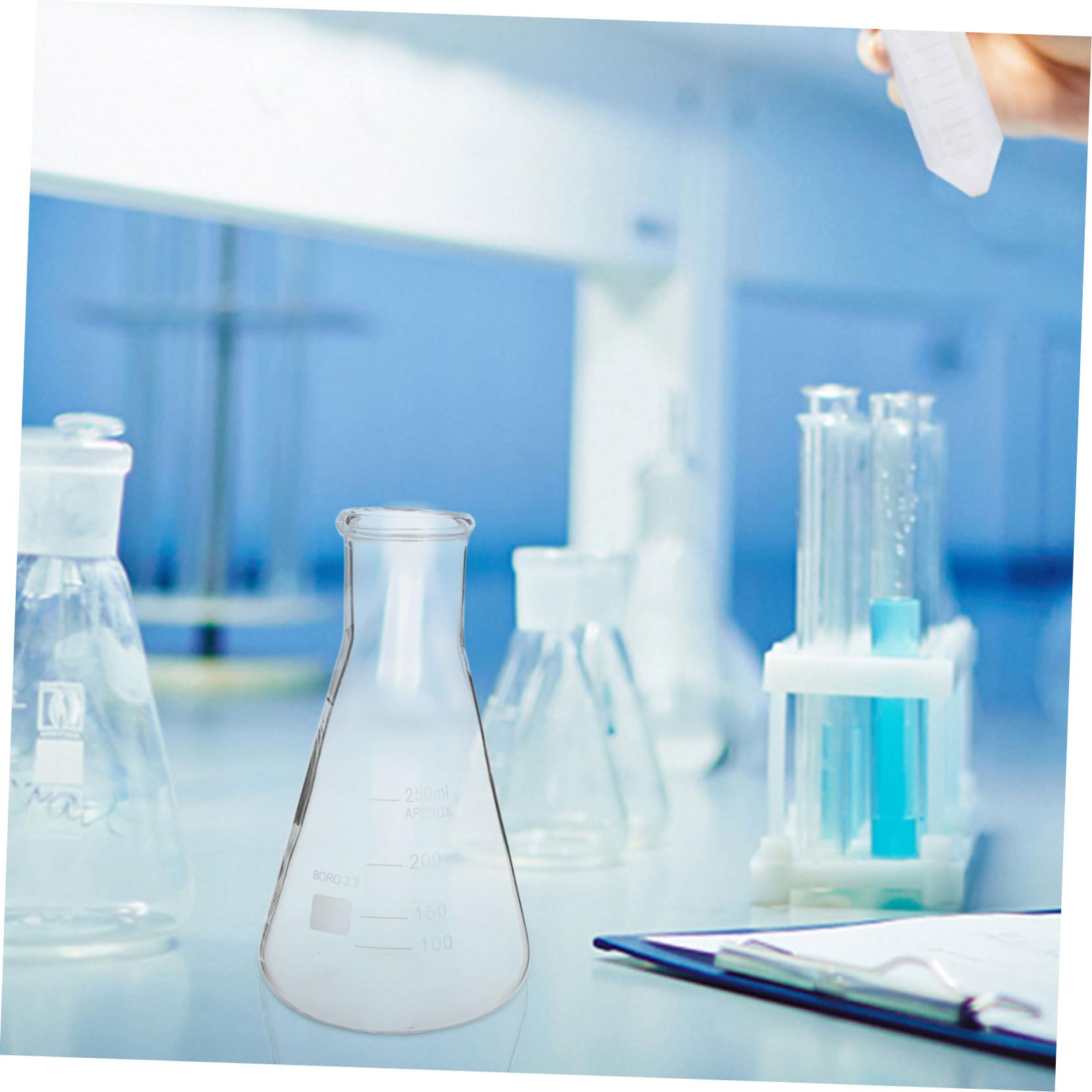 ULTECHNOVO Erlenmeyer Capacidad de 50ml a 1l Juego de 5 Matraces de Vidrio de Borosilicato Diseño Cónico y Base Triangular para Laboratorio Científico