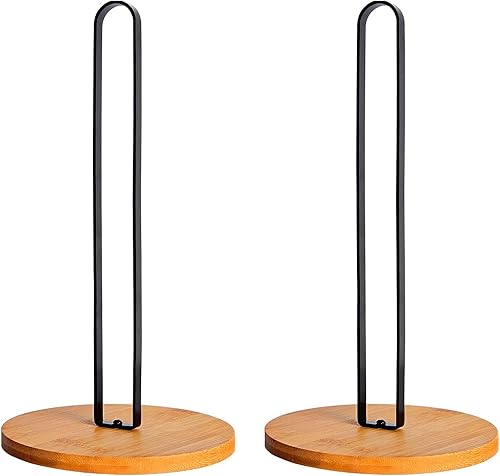 Toallero de papel de madera, dispensador de toallas de cocina para encimera con base de madera antideslizante, soporte independiente para toallas de