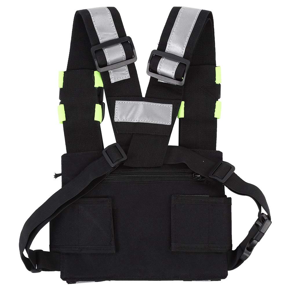 Arnés Táctico Reflectante Amarillo Paquete Frontal Chaleco de Bolsa de Pecho para TYT TH-UV8000D/MD-380 UV-5R/82/9R/XR