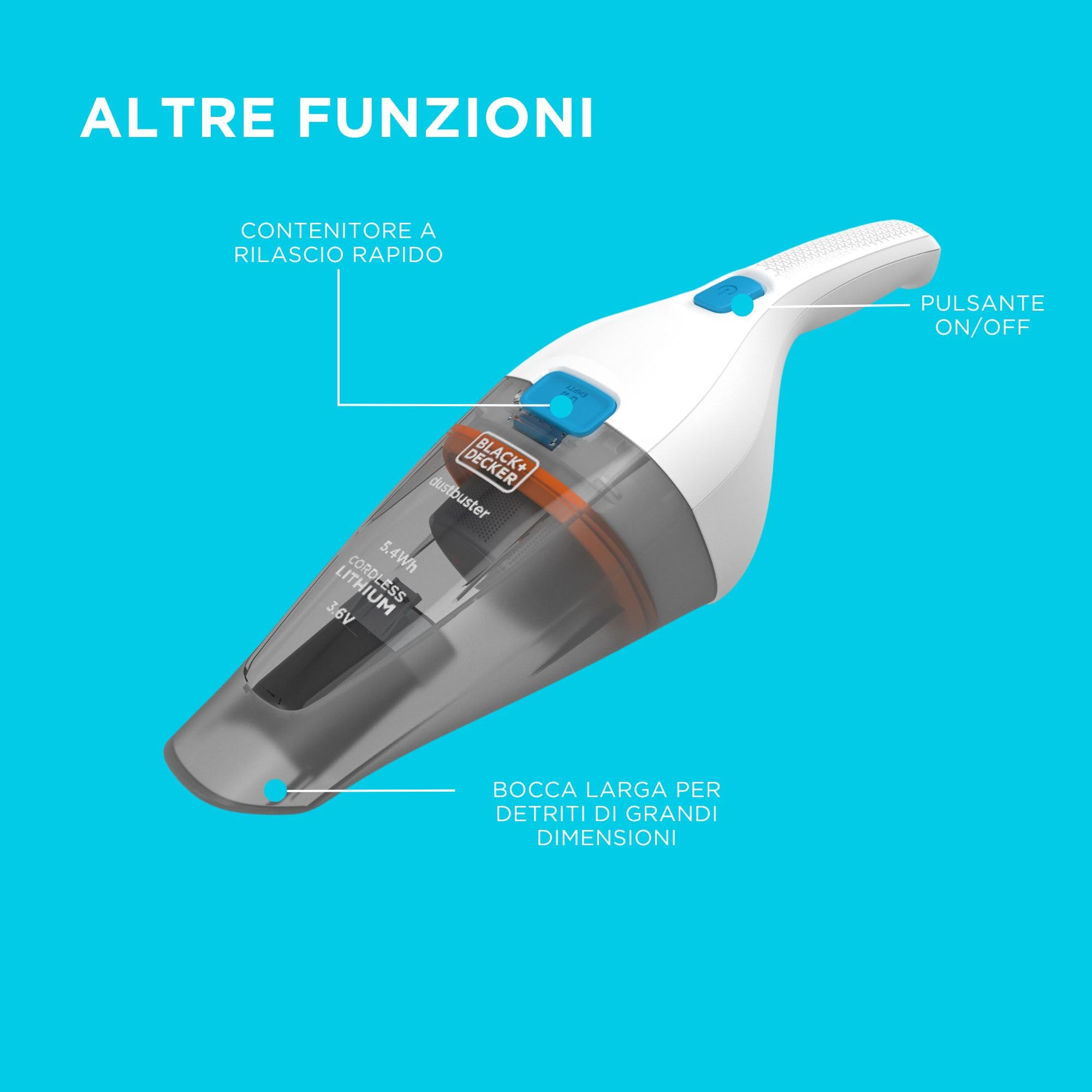 BLACK+DECKER dustbuster 3.6V Aspirapolvere Portatile Senza Fili, NVC115JL-QW
