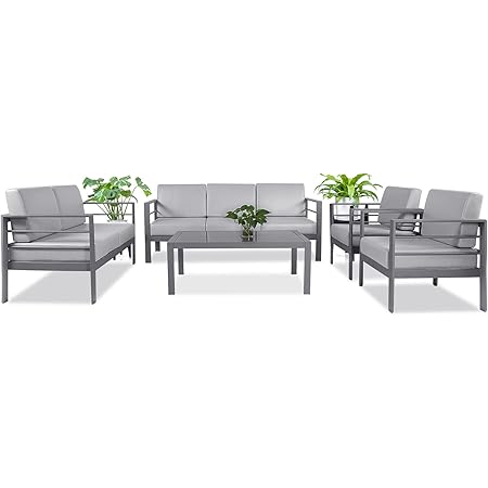 Modway Tahoe Patio PowderCoated Aluminum Set Outdoor Furniture, Gray Charcoal
