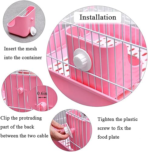 Miniatura 5 de Mcgogo Cuenco de comida para conejos, cuenco de comida para conejillos de indias, dispensador automático 2 en 1 colgante para animales pequeños,