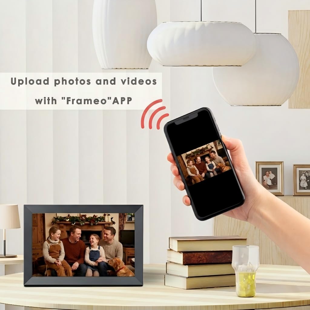 Cornice per foto digitale, 10,1 pollici WiFi Smart Digital Picture Frame IPS Touch Screen, rotazione automatica, memoria integrata da 32 GB, facile configurazione per condividere foto e video