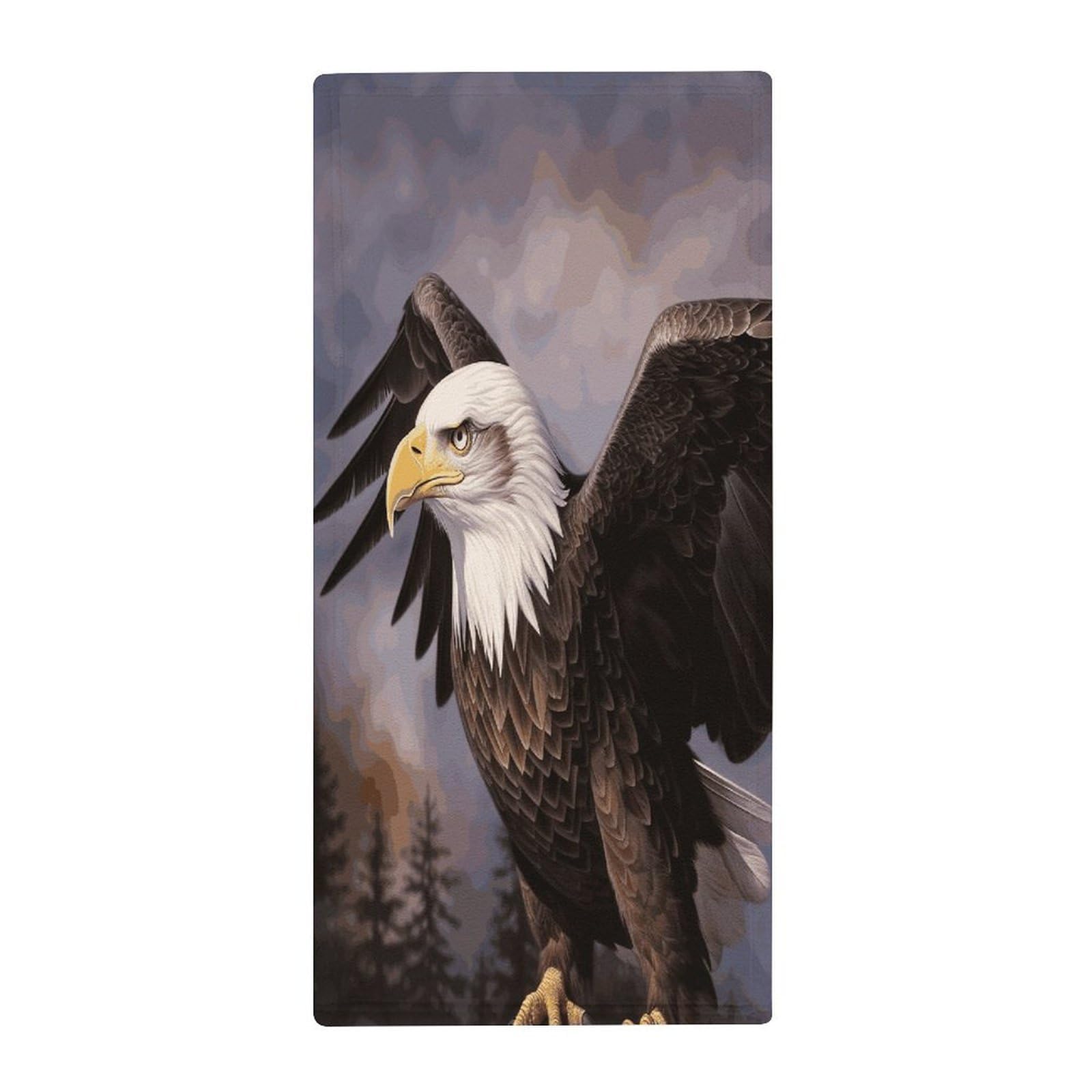 FekiLoot Bald Eagle Hand Towels Coral Velvet Highly Absorbent Towel,Classic Luxury Printed Hand Towels Soft Hands Face Towel for Bathroom Kitchen Salon Workout 13.8 X 28.7 in