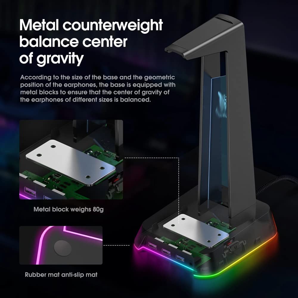 supporto per cuffie, Cuffie for computer da gioco RGB Supporto for display tavolo(Black)