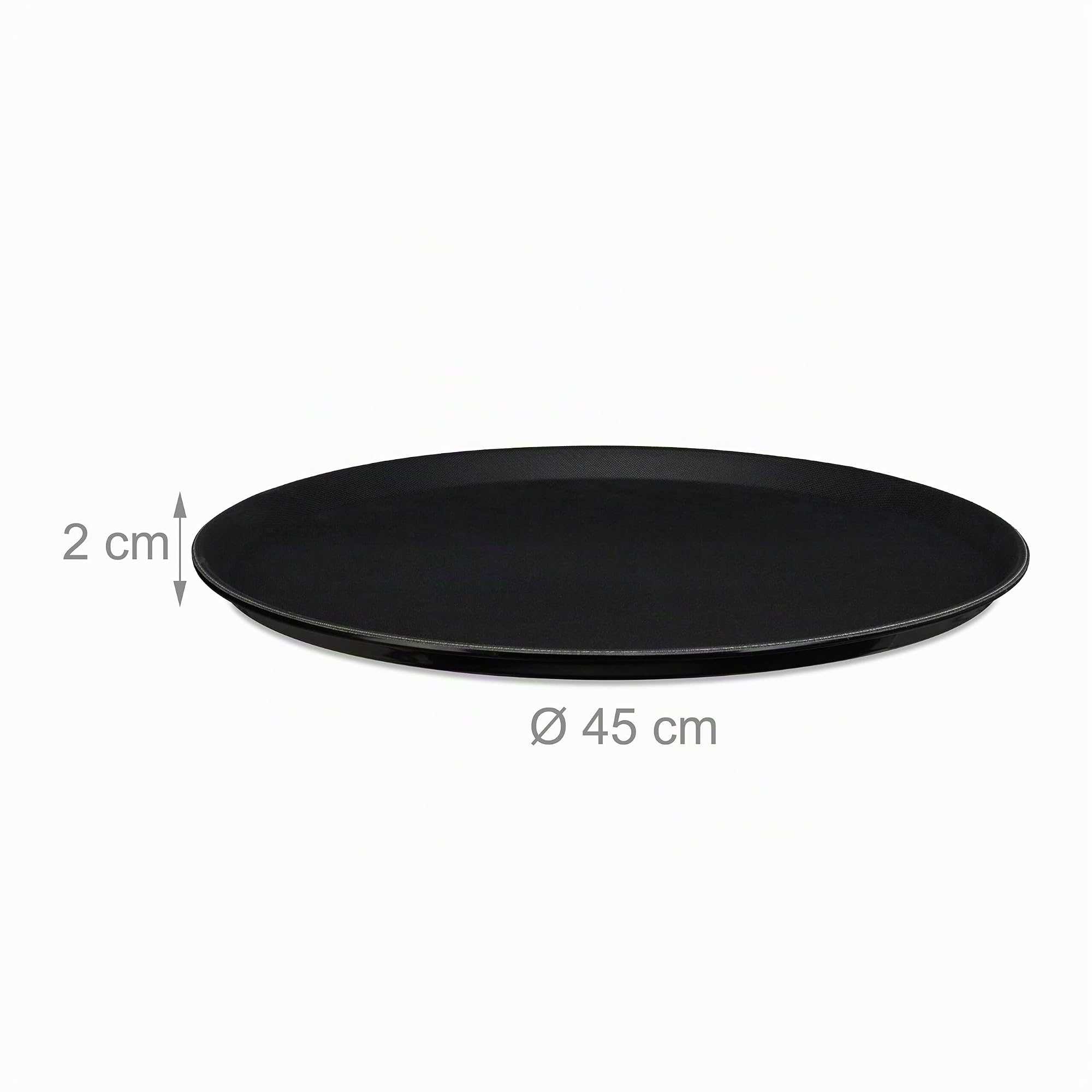 Relaxdays Lot de 2 Plateaux de Service Ronds, diamètre de 45 cm, Surface antidérapante, Restaurant, Noir