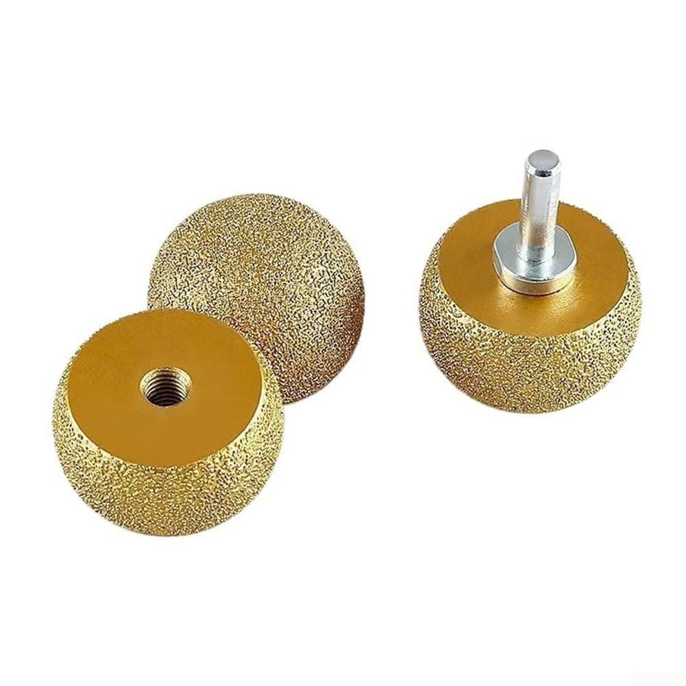 Mola diamantata a forma di fungo, 10 mm, per smerigliatrice angolare, brasata per lucidatura dei bordi, per curve interne in vetro e pietra, finitura oro (3 pezzi)