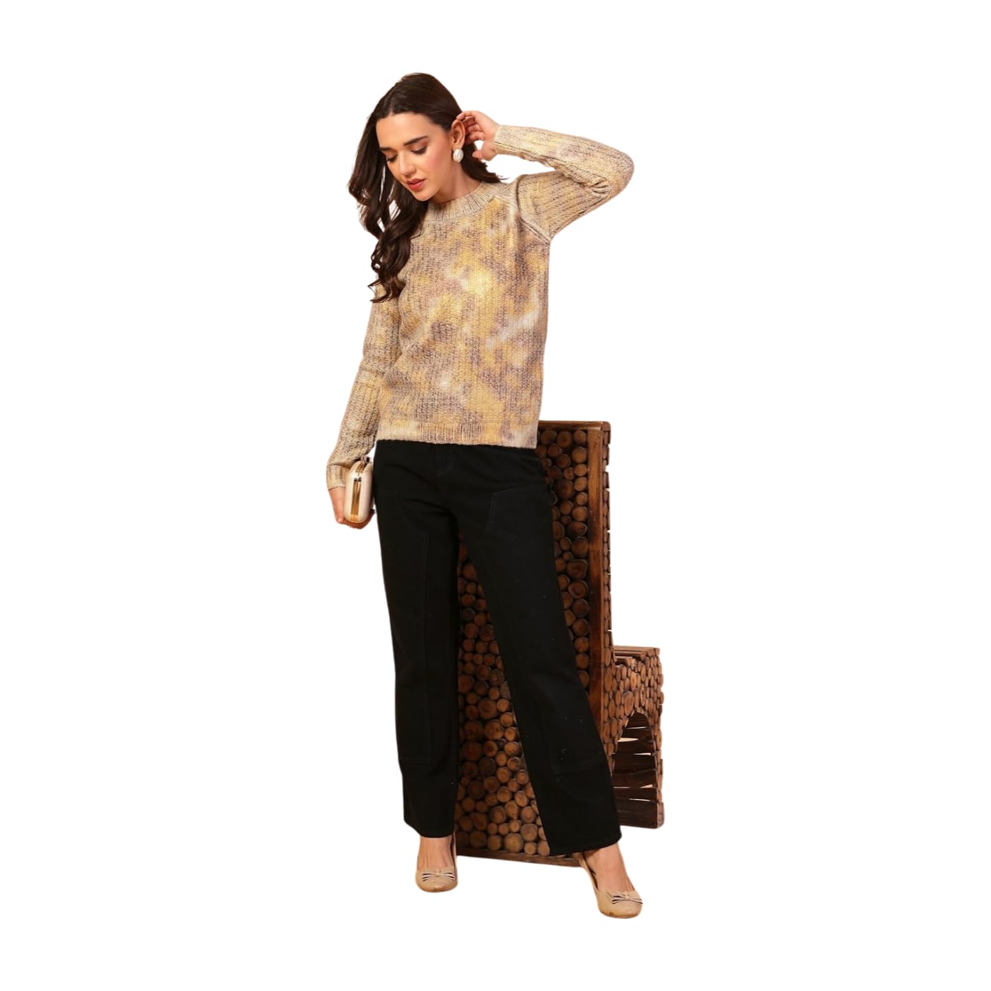 Women Self Design Pullover Sweater Off White_T5W 25309-image-0