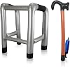 Inflatable Zimmer Frame, Frame Walking Sticks+Inflatable Walking Stick, Inflatable Walking Cane Set, Blow up Inflatable Walker+ Walking Aid, Blow Up Toy, Great Fun, Novelty Present