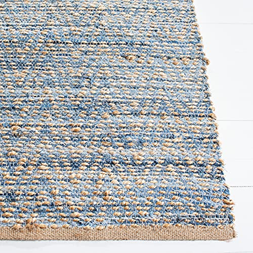SAFAVIEH Cape Cod Collection Runner Rug - 2'3" x 16', Natural & Blue, Handmade Flat Weave Coastal Braided Jute, Ideal for High Traffic Areas in Living Room, Bedroom (CAP350A) - Image 3