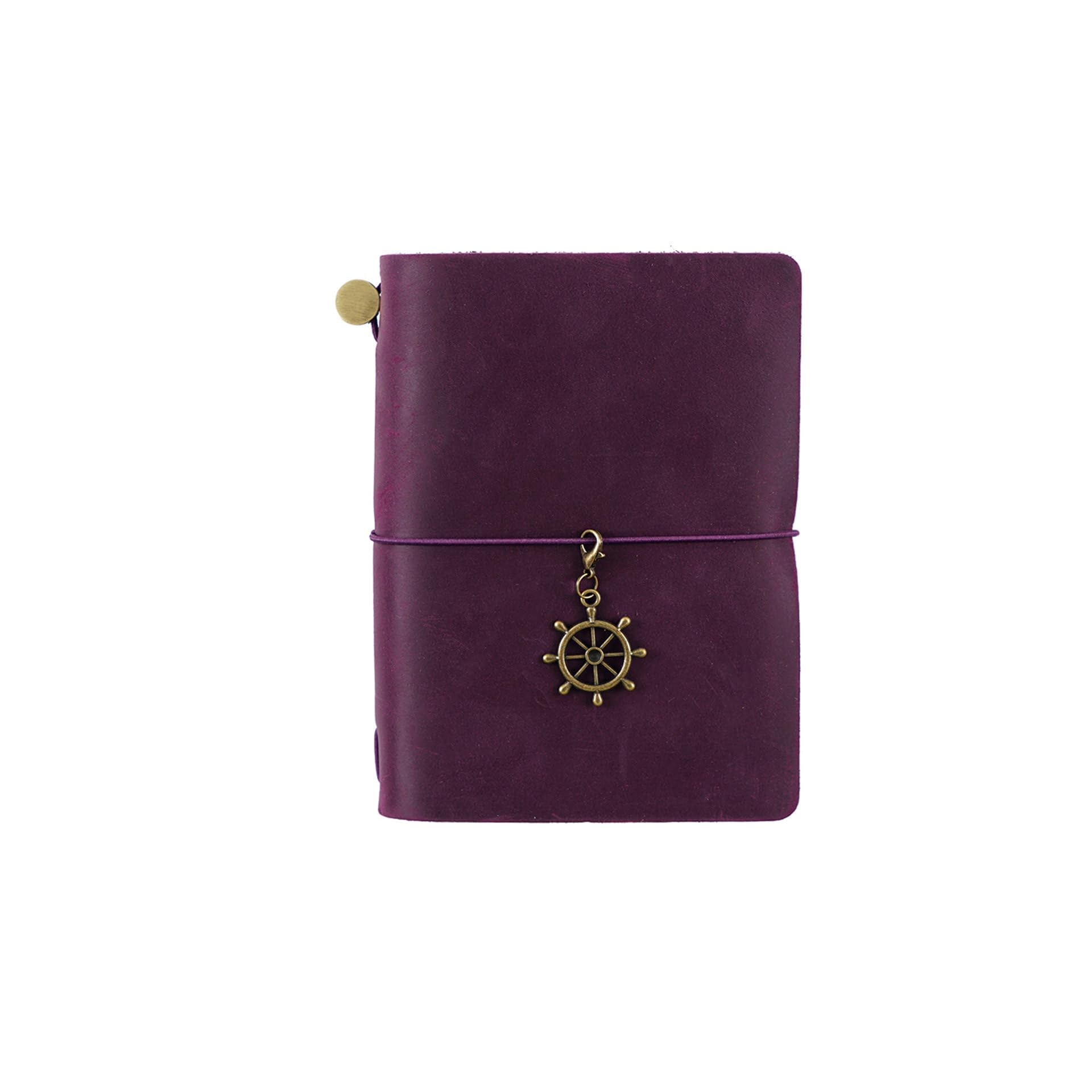 AIGUONIU Genuine Leather TN Travel Notebook Protective Cover Journal Sketchbook Planner Agenda Diary Personal Organizers Noteboo (Purple Passport)