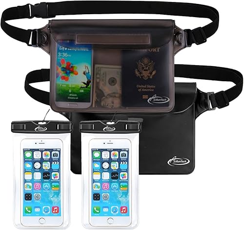 AiRunTech Riñonera impermeable, bolsa impermeable para iPhone 16 15 14 13 12 11 Pro Max, bolsa seca IPX8 para esnórquel, playa, crucero, kayak,