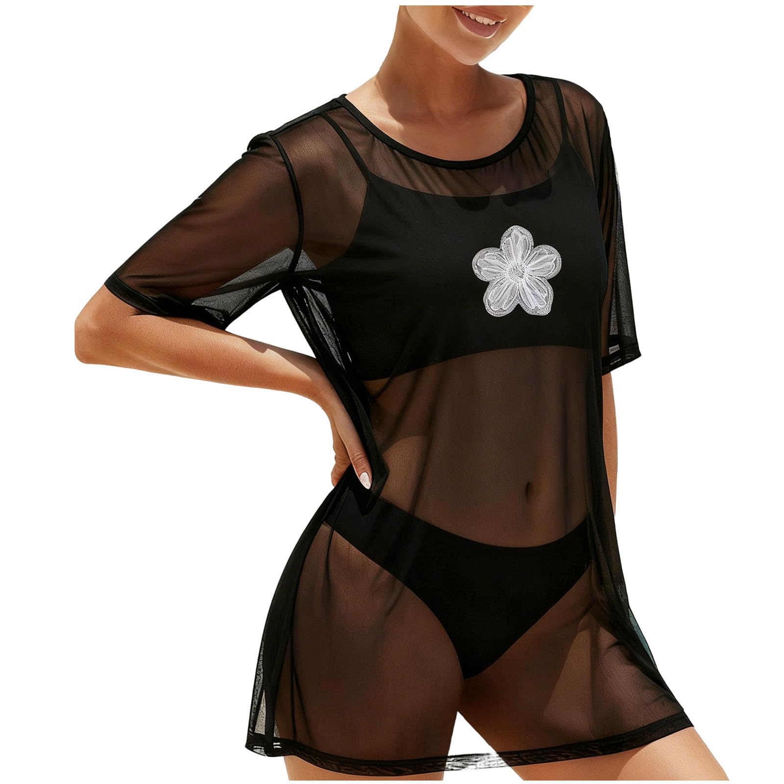 Womens Bikini Cover Up Loose Casual Mesh Swimsuit Coverup Tropical Vacation Beach Outfits Resort Wear for Women 2026