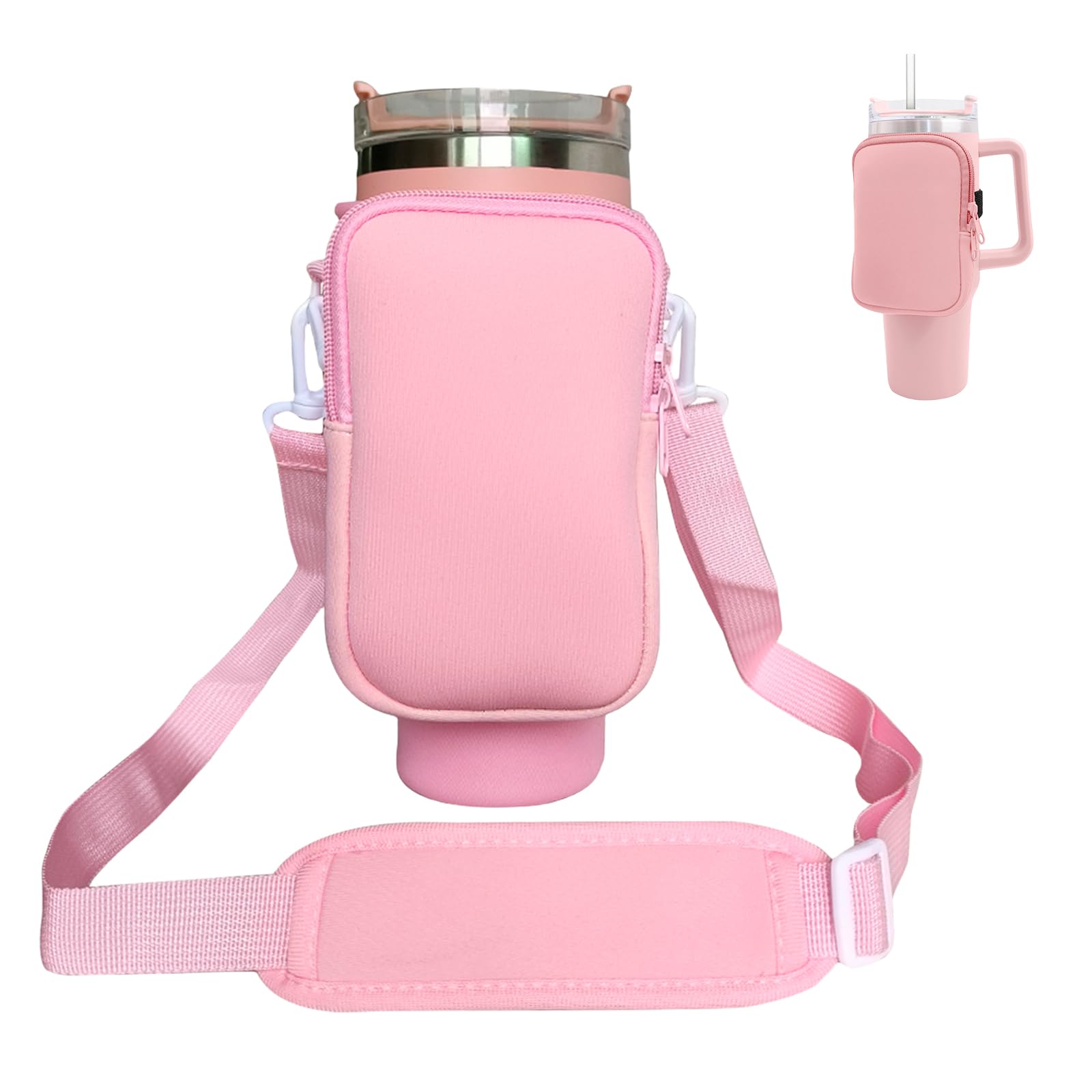SporgoBottle Holder with Pocket: Water Bottle Holder with Adjustable Strap, Compatible 40 oz Tumbler, Bottle Bag and Bag Can Be Used Separately, for Hiking, Running, Cycling