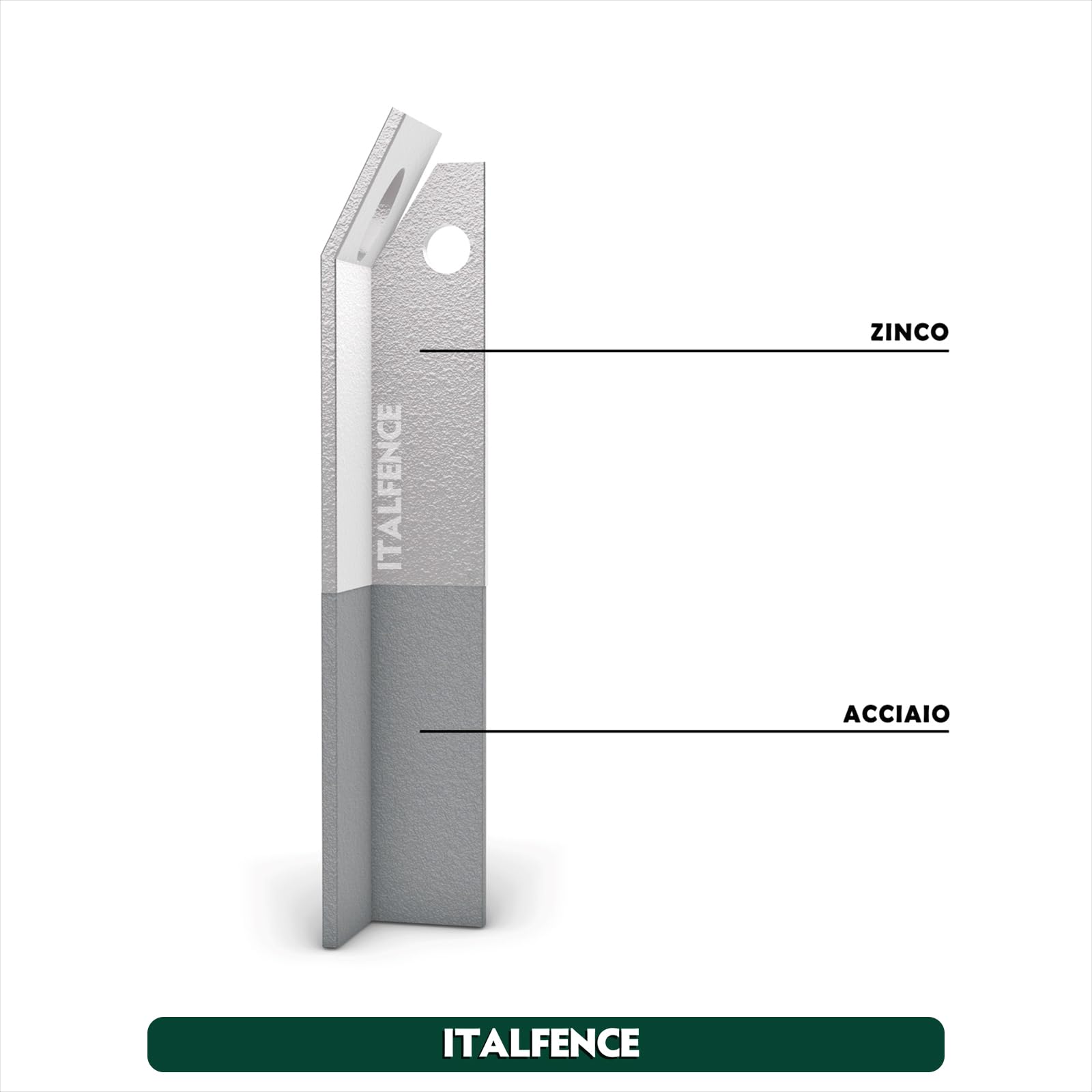 Saetta a L in ferro zincata per recinzione, 5 pezzi [H170cm]