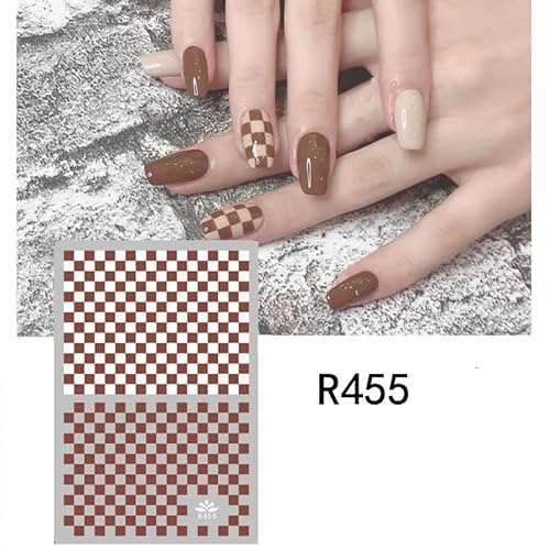 Jmeowio French Checkerboard Nail Art Stickers Decals 3D Self-Adhesive Pegatinas Para Uñas Checkered Black Nail Design Manicure Tips Nail Decoration For Women Girls 6 Sheets thumb #7