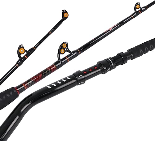 Miniatura 10 de Fiblink Bent Butt Trolling Rod 2 piezas de agua salada en alta mar caña de pescar Big Game Roller Rod Polo de barco convencional