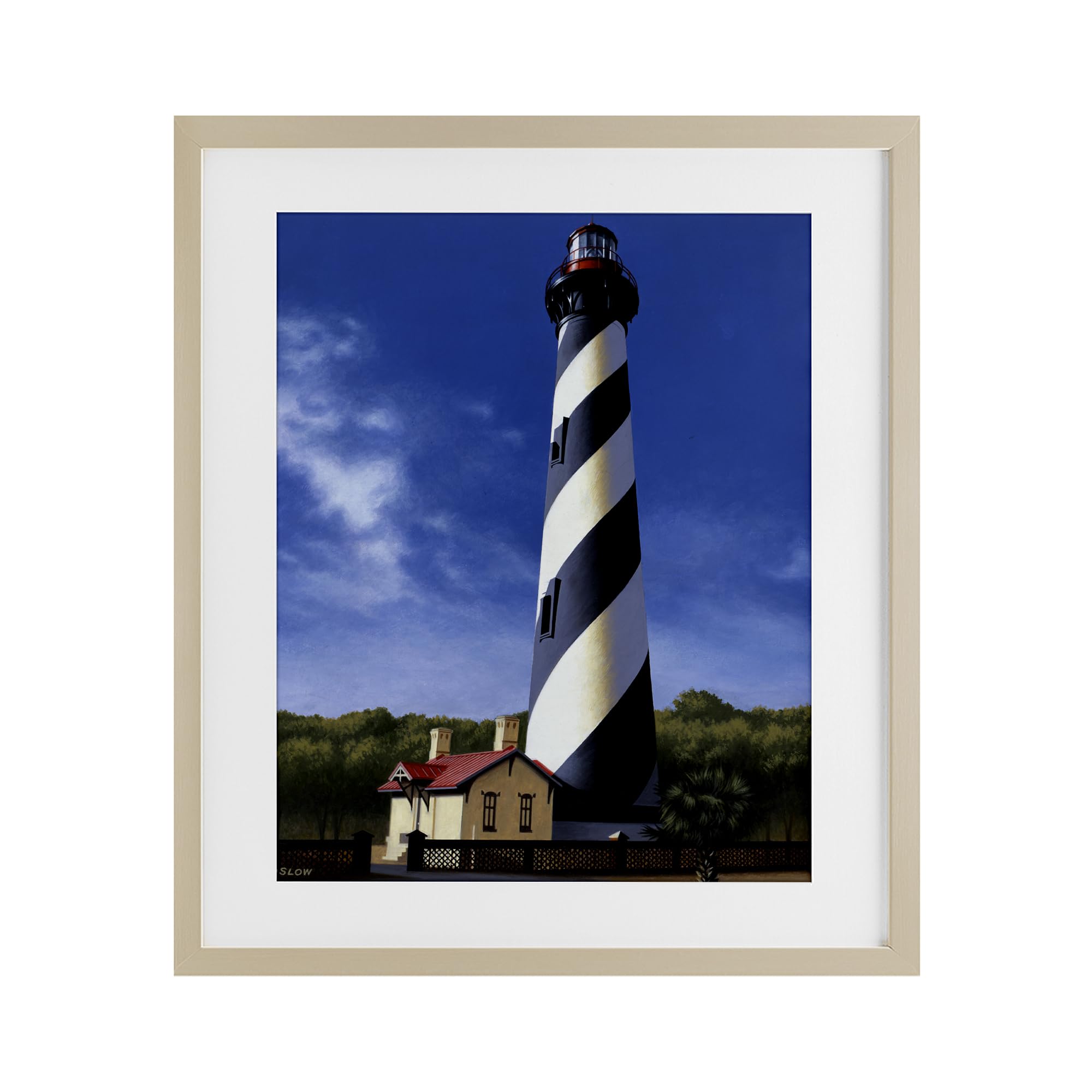 Affiche phare de Saint-Augustin par Stupell Industries cadre bouleau 40x33 cm