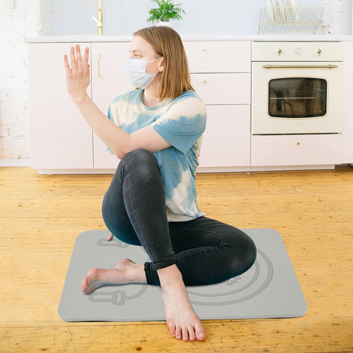 Alipis Multi-function Skipping Mat Tpe Non-slip Shock Absorbing Exercise Mat Thickened Quiet Jumping Pad for Home Gym Fitness Training 60x40x1cm Gray