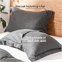 Vista 2 de King Linens - Fundas de almohada, 100% lino belga, lavadas a la piedra, color liso